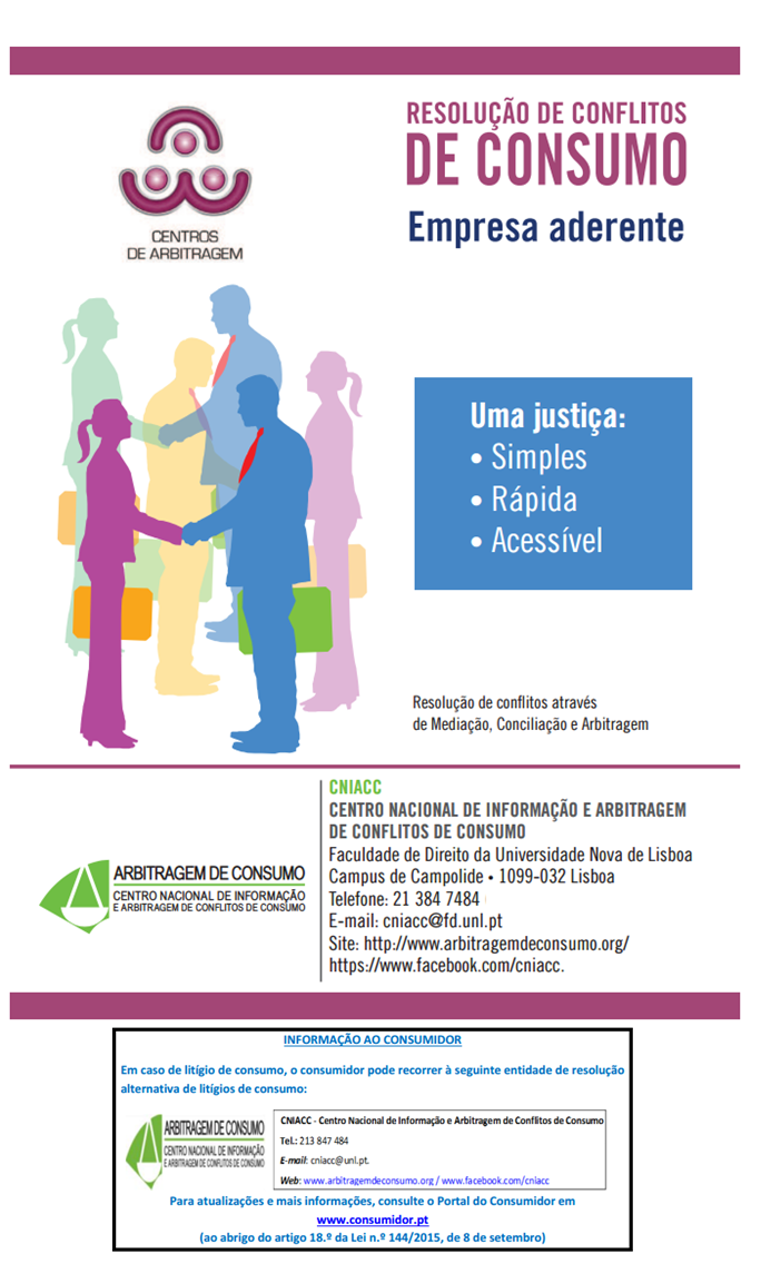 Informação sobre resolução de conflitos de consumo
